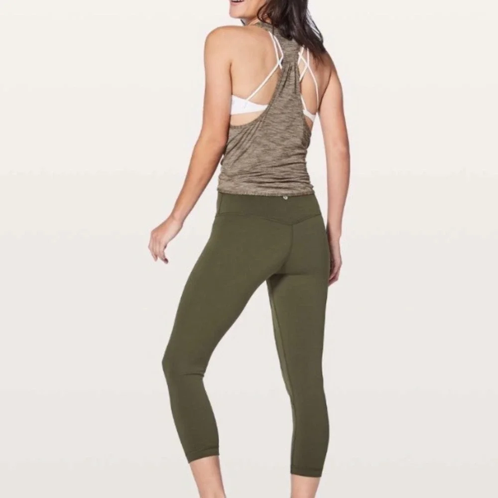 Lululemon Align Crop 21" Leggings – Dark Olive Nulu – Size 4 - Picture 2 of 9